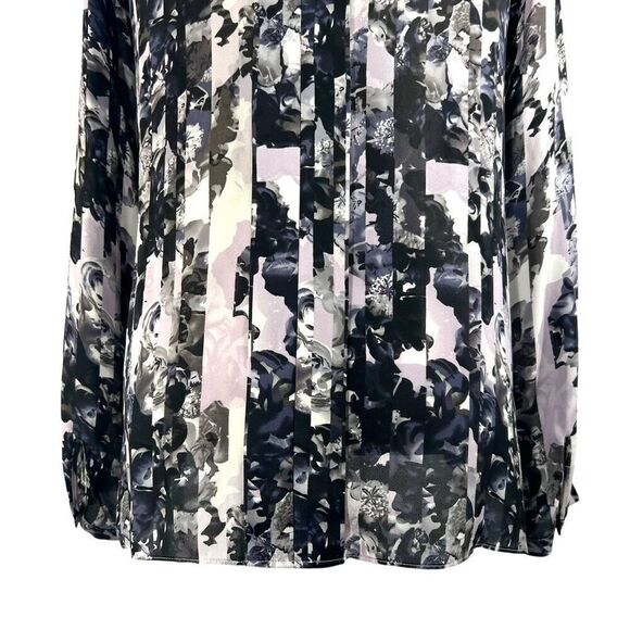 Parker Large Multicolor Floral Print Silk Blouse Pleated design - Picture 10 of 14